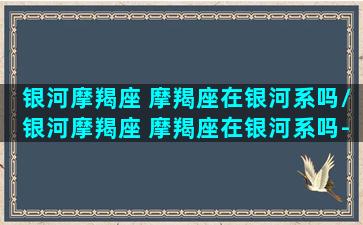 银河摩羯座 摩羯座在银河系吗/银河摩羯座 摩羯座在银河系吗-我的网站